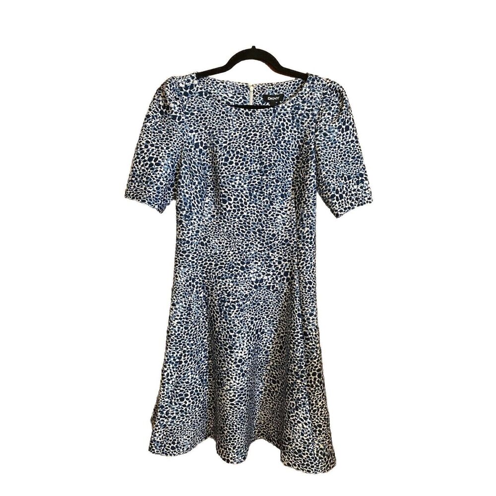 Donna Karan Women's Multicolor Abstract Puff  Short Sleeve Dress  8 - Picture 2 of 14